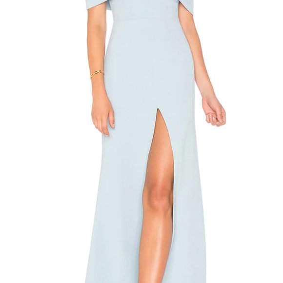 Lover + Friends Baby Blue Danica Off The Shoulder Sweetheart Gown Formal Dress - Picture 4 of 5